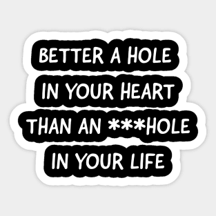 Funny valentine's day t-shirt- Better a hole in your heart than an ***hole in your life - rude valentines day shirt - gift for v-day for her Sticker